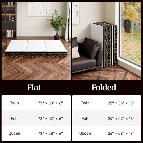 Image of GEMBED Tri Folding Mattress Full Size - 6Inch Foldable Floor Sofa Bed
