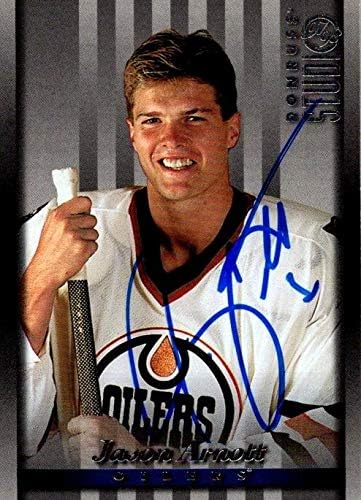 Jason Arnott autographed Hockey Card (Edmonton Oilers, FT) 1997 Donruss Studio #35 - Hockey Slabbed Autographed Cards