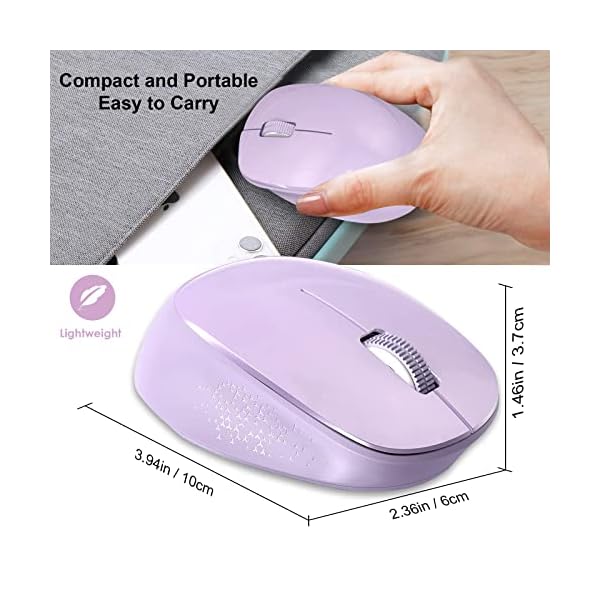 YXLILI Wireless Mouse for Laptop Ergonomic Computer Cordless Mice Portable Silent Optical Mouse with USB Receiver, 1600DPI for Laptop Windows Chromebook Mac Notebook Desktop (Purple) - Image 6