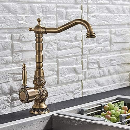 Robinet en laiton antique sculpté mitigeur rétro pour lavabo de salle de bain chic