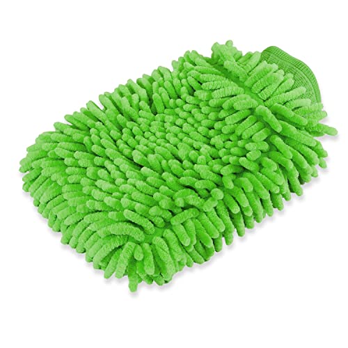 BesMelody House Cleaning and Car Wash Mitts, Home Dusting Microfiber Gloves, Washing Clean Polish Faster (2-Pack, Green)