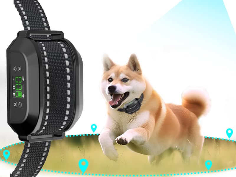 HWWSEC GPS Wireless Dog Fence, Electric Dog Fence Pet Containment System, Large Signal Range Up to 6560Ft, Portable GPS Dog Boundary Training Collar for Large and Medium Dogs