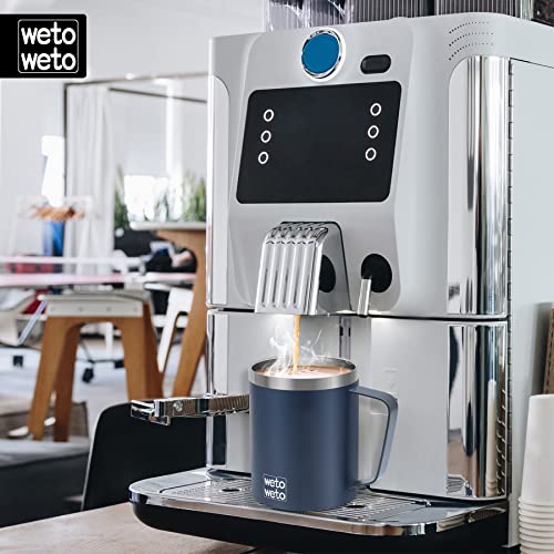 Wetoweto 14 Oz Coffee Mug, Vacuum Insulated Camping Mug With Lid, Double Wall Stainless Steel Travel Tumbler Cup, Coffee Thermos Outdoor, Powder Coated Navy Blue #TOP4
