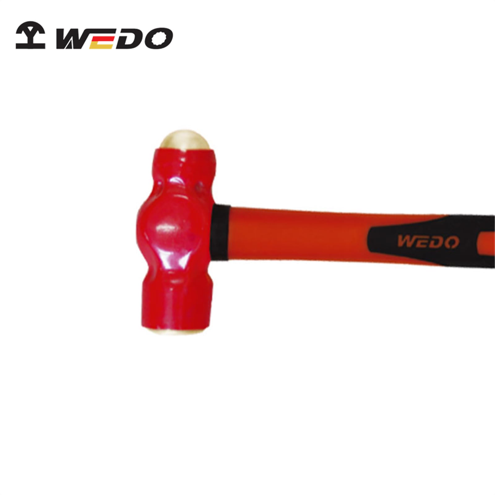 WEDO Martillo de bola con mango de fibra de vidrio, martillo de bola sumergido aislado sin chispas, longitud 280 mm, cabeza de martillo 230 g, VDE 1000 V, cobre berilio, no magnético, estándar DIN,