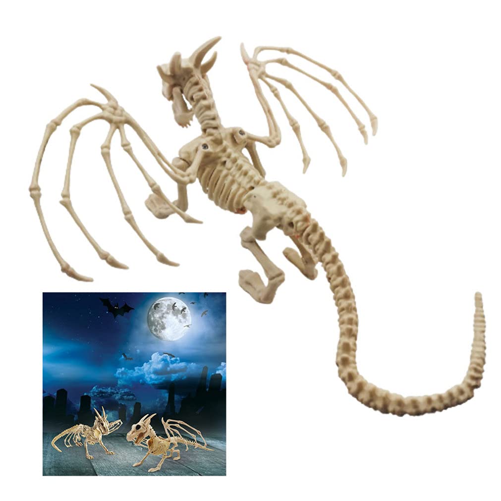 Snner Decoraciones de Halloween decoración de Esqueleto de dragón plástico Vidas alguacy Dragon Esqueleto de dragón de Miedo Adorno de Huesos de Animales.