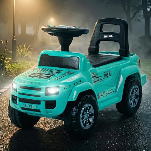 Image of Baybee Rover Baby Ride on Car for Kids | Portable Rideons Jeep with LED Lights & Music | Push Ride on Toys Car with Backrest & Toy Storage Basket | Kids Car to Drive 1-3 Years (Teal)