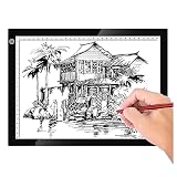XRRX Portable A3/A4 Lighting Drawing Board - LED Dimmable Slim Light Pad Acrylic Panel Ultra-Thin Copy Board Light Box with Luminous Scale for Artists Facsimile Drawing Sketching Graffiti / A3