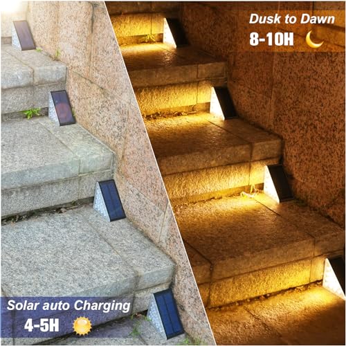 Solar Step Lights for Outdoor Spaces - 80 Lumen, Waterproof IP67 - (Black, 12 Pack)