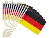 Ckexin 25Pack Small Germany Flag Handheld Mini German Flag on Stick 5x8 Inch