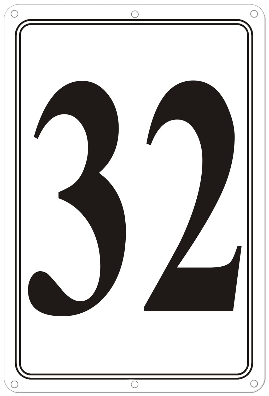 Premium Aluminum Number Signs 32, Metal 12" X 8" Numbered Signs Outdoor for Parking Lots, Floor, Dock, Court, Aisle, Field, High Visibility, No Fade, Weather-resistant