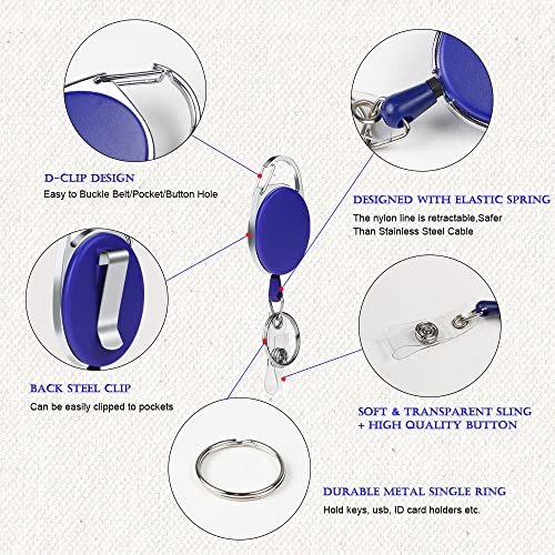 Aomig 3Pcs Retractable Badge Reel With Carabiner Badge Holder, Badge Reels Retractable Heavy Duty With Carabiner Reel Clip And Ring, Badge Holders For Id Card Key Keychain(Pink&Purple&Blue) #TOP2