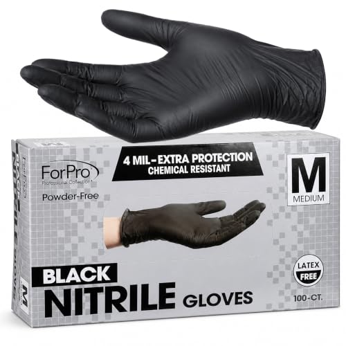 Image of ForPro Disposable Nitrile Gloves, Chemical Resistant, Powder-Free, Latex-Free, Non-Sterile, Food Safe, 4 Mil
