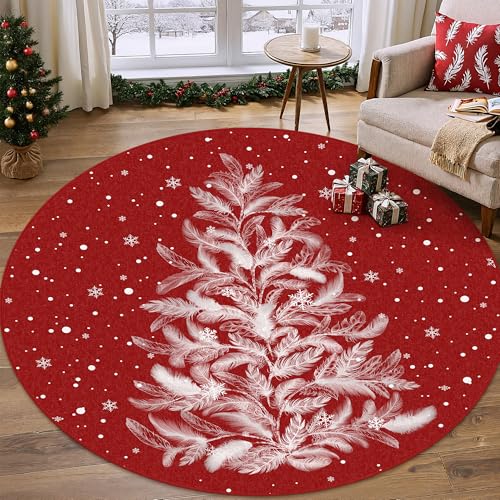 Christmas Area Rug 2x3 Red Washable Non-Slip Holiday Throw Rug at Entrance Decorative Snowflake Doormat for Kitchen Front Door Beside Sink 2'x3' Snowflake | Red