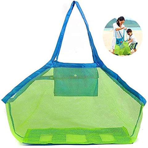 Limeo Sand Away Beach Mesh Bag Mesh Bag for Sand Toys Beach Bag Storage Net Bag Children's Storage Network Sand Toy Beach Beach Toy Bag Beachbag Foldable Large Mesh Beach Tote Bag (45 * 45cm) Cover