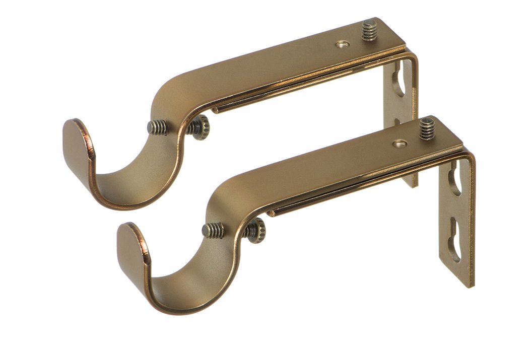 Ivilon Adjustable Brackets for Curtain Rods - for 7/8 or 1 Inch Rods. Set of 2 - Warm Gold
