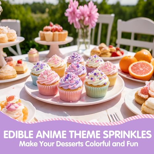 Image of Edible Round Confetti Sprinkles for Cake Decorating,Pink Purple White Round Confetti Sprinkle,Pastel Sugar Sprinkle Circular Candy for Cake Baking,Cupcake Cookie Donut Desserts Decorations,Gender Reveal Baby Shower Birthday Party Supplies | 130g,Cupcake Topper,Baking Decorations for Cookie,Donut,Gender Reveal,Baby Shower,Birthday,Anniversary,Wedding Party Supplies