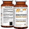 Serotonin Brain Food – 1250mg L-Tryptophan & 400mg Rhodiola Rosea Supplement – Mood Support Supplement for Stress Relief – Neurotransmitter Support with Magnesium Glycinate & Zinc – 60 Capsules
