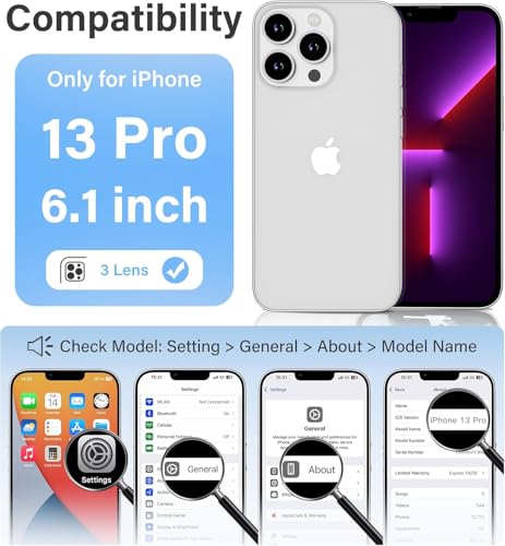 Image of DIZORO Crystal Clear Compatible with iPhone 13 Pro Case with Anti-Yellow Anti-Scratch Shockproof Transparent Cover
