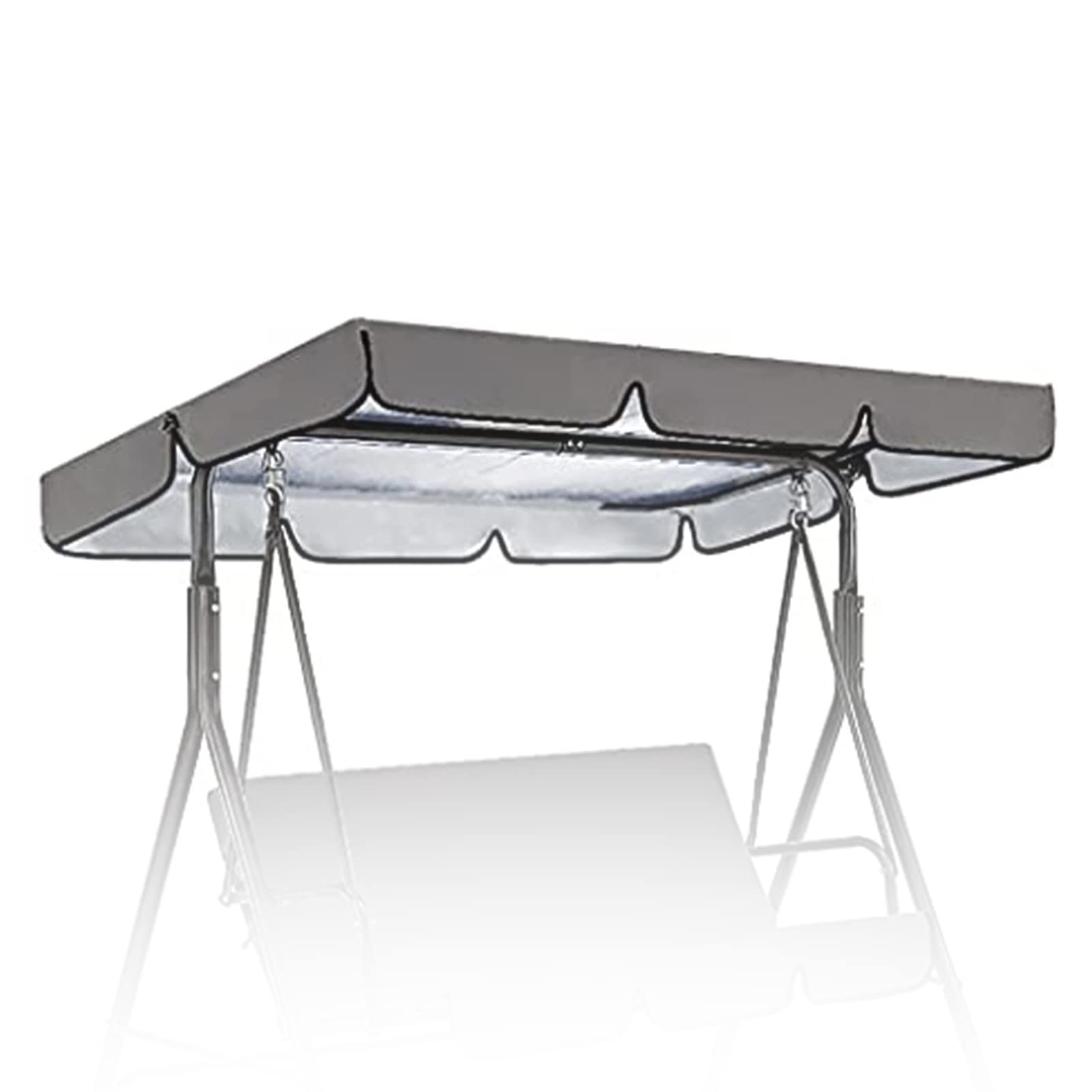 Bagasi Grey Replacement Canopy For Swing Seat, Swing Chair Canopy Replacement, 2 & 3 Seater Hammock Cover With 4 Reinforced Corner Pockets, Waterproof Sun Shade,,190 * 132 * 15Cm