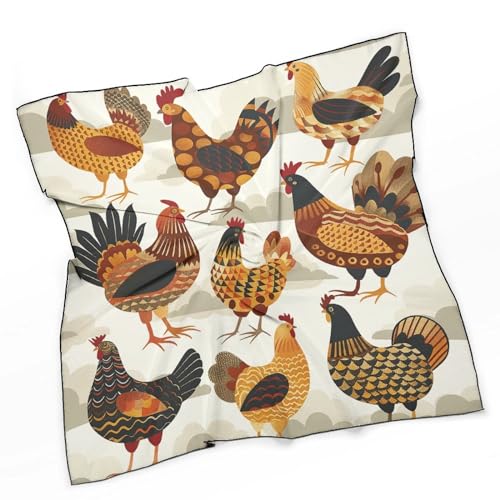 A Flock of Chickens Head Scarf for Women Lightweight Fashion Wraps Headscarf Neck Scarf Sunscreen Shawls for Gift Scarves 27"" X 27"", 0ne size3