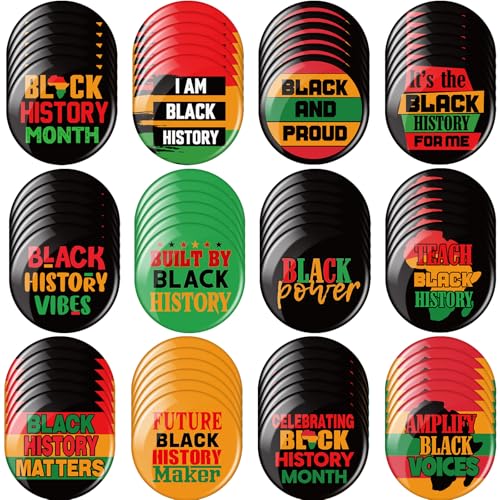 Quelay 120 Pcs Black History Month Pin Button Bulk 2.3 Big Black Power Pin African American Button Badge for Bag Hat Clothes