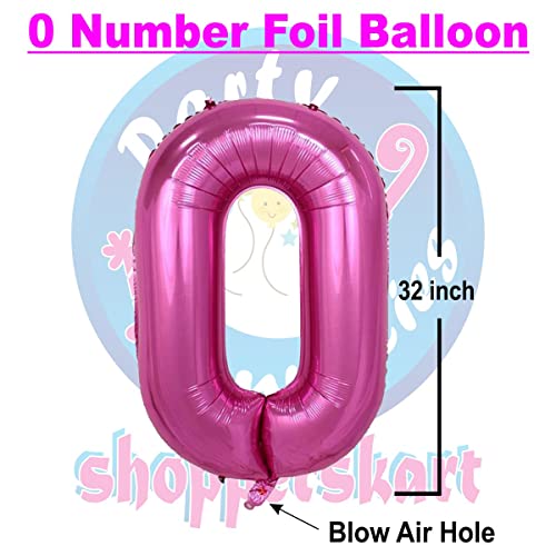 Image of Pink 32 Inches 0 Numbers Shape Large Big Foil Helium Balloons For Party Decorations In Happy Birthday Anniversary Office Items Materials Set Pack, Pack Of 1