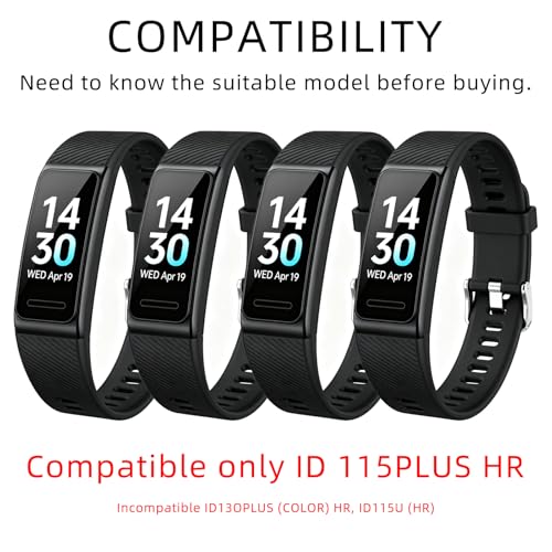 Correas de repuesto para reloj ID115Plus HR, juego de 4 negras miniatura 2