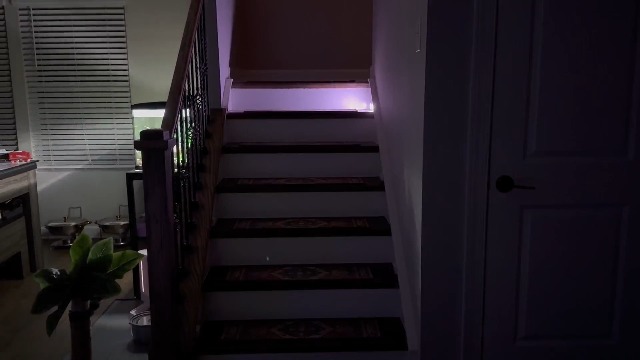 Image of Guankai 8 Pack Motion Sensor Stair Lights for Indoor, Wireless RGB Battery Operated Night Light, Activated Led Stick On Hallway Closet Under Cabinet Step Lamp for Bedroom Kitchen Bathroom
