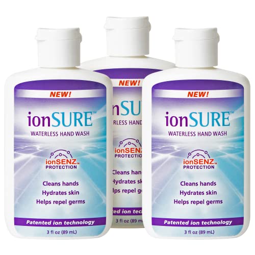 Ionsure Waterless Moisturizing Hand Wash - Instant Triple-Action Waterless No-Rinse Hand Cleaner With Ionsenz, Aloe, And Vitamin E Moisturizer, 3Oz (Pack Of 3) #TOP4