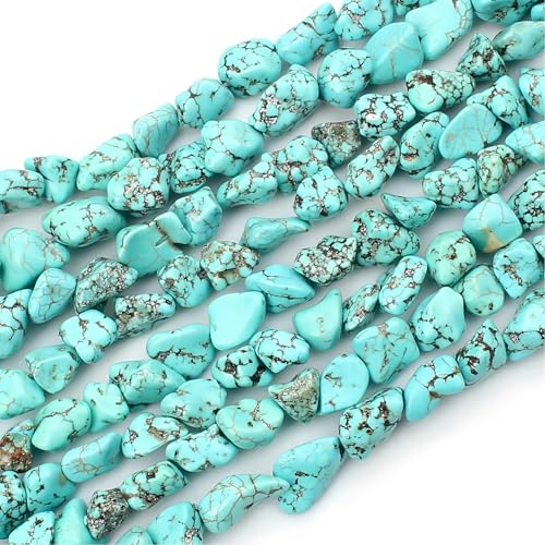 Image of 10-15mm Freeform Irregular Blue Turquoise Gemstone Beads for Jewelry Making