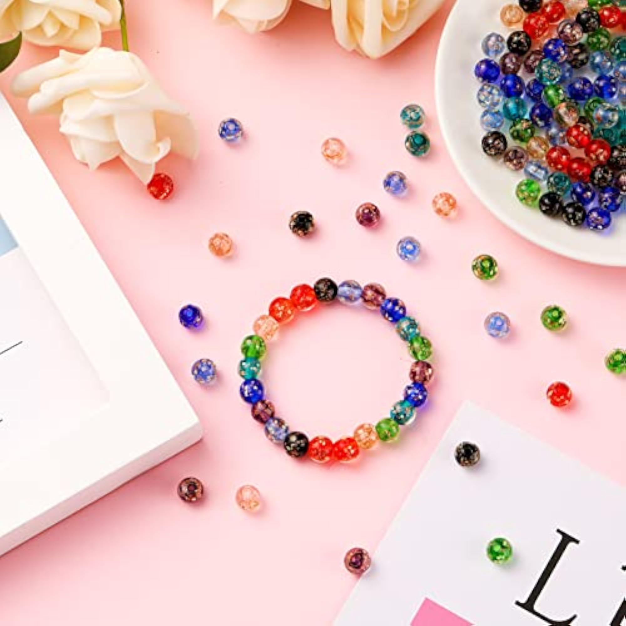 120 Pcs Luminous Glass Beads, 8mm Round Glow in The Dark