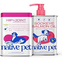 Native Pet Active Joints & Radiant Coat Pack Hip & Joint Supplement for Dogs - Supports Joints, Cartilage, Muscles & Anti-Inflammatory 60 Scoops & Salmon Oil for Dogs & Cats Pure Omega-3 Fish Oil 8oz