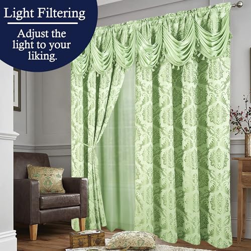 Dreamfield Linen 4001 Jacquard Window Curtains For Living Room And Bedroom 54 W X 84 L Inches - 2 Panel Set thumb #2