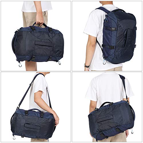 Hynes Eagle Travel Backpack 4 Way Duffel Backpack Water Repellent Gym Sports Bag for Women Men, Blue