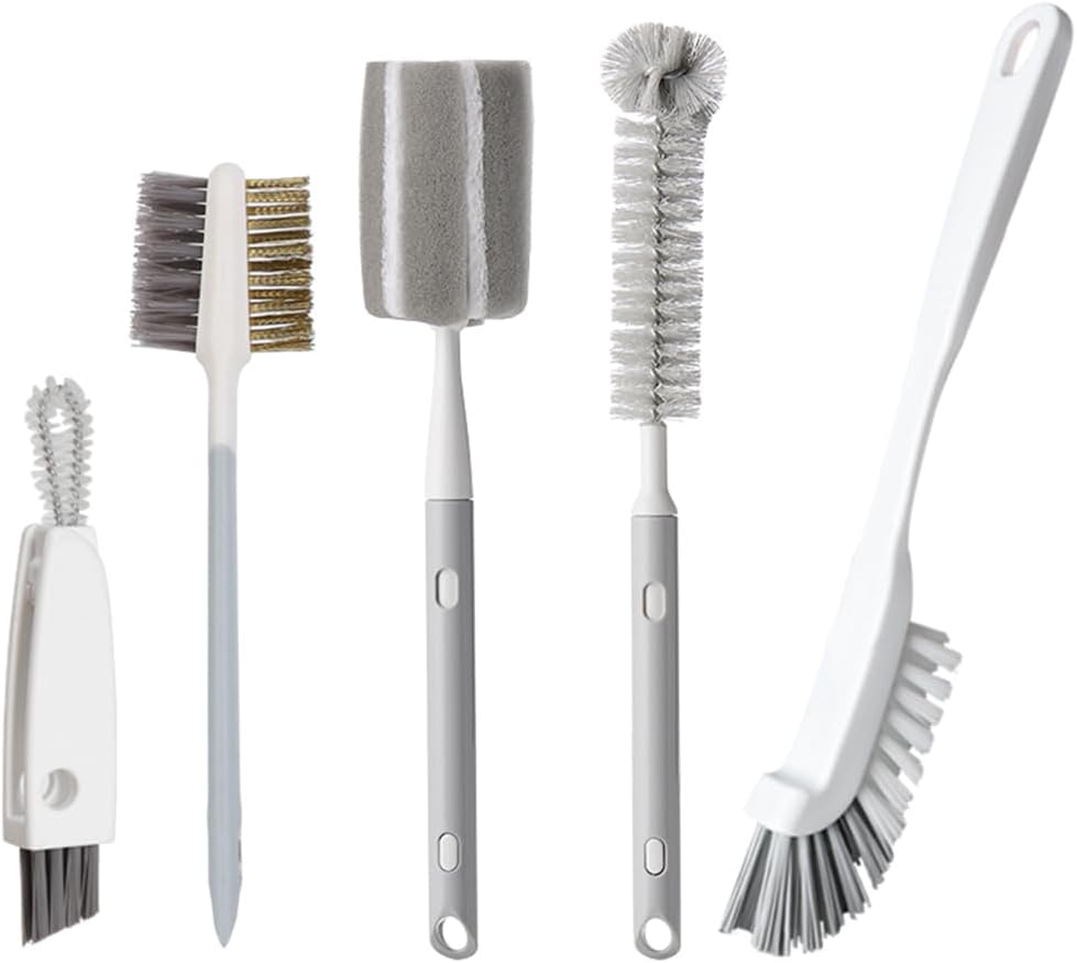 WAYUTO Portable Bottle Brush Set with Hanging Hole Blender Cleaning Brush Set Kitchen Cleaning Brush Set Travel Cleaning Brush Set for Mixers Bottles Containers Glasses Jars