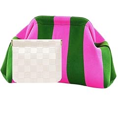 Pink-green Stripe Woven Clutch Purses