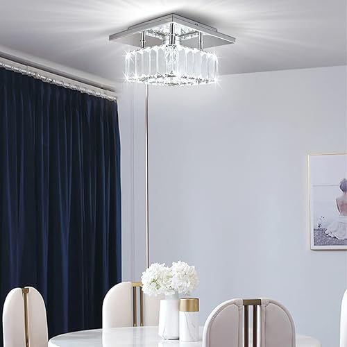 Miniatura 3 de CLAIRDAI Lámpara de techo LED moderna de cristal pequeña, lámpara cuadrada de cristal, mini lámparas de techo empotradas para pasillo, dormitorio,
