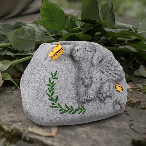 Lápida para perro pintada a mano en resina como maceta conmemorativa de exterior 8
