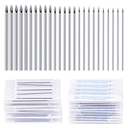 FECTAS 20-25Pièces Piercing Aiguilles 16G 14G 18G 20G 12G Jetable Acier Inoxydable Perçage Corporel Accessoire de Tatouage Cover