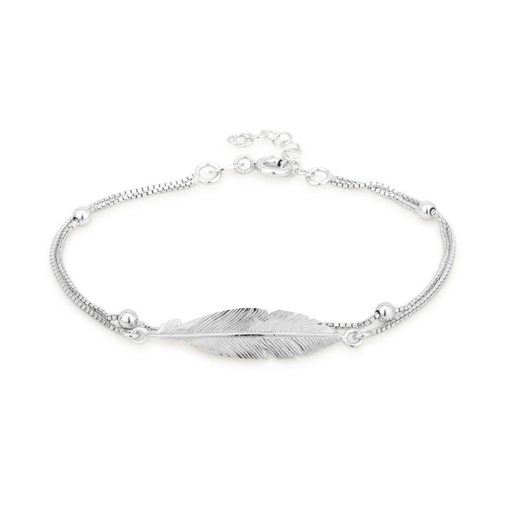 VANBELLE 925 Sterling Silver Rhodium Plated Leaf Shape Link Bracelet For Women (B09S1586LR) Amazon Price History, Amazon Price Tracker