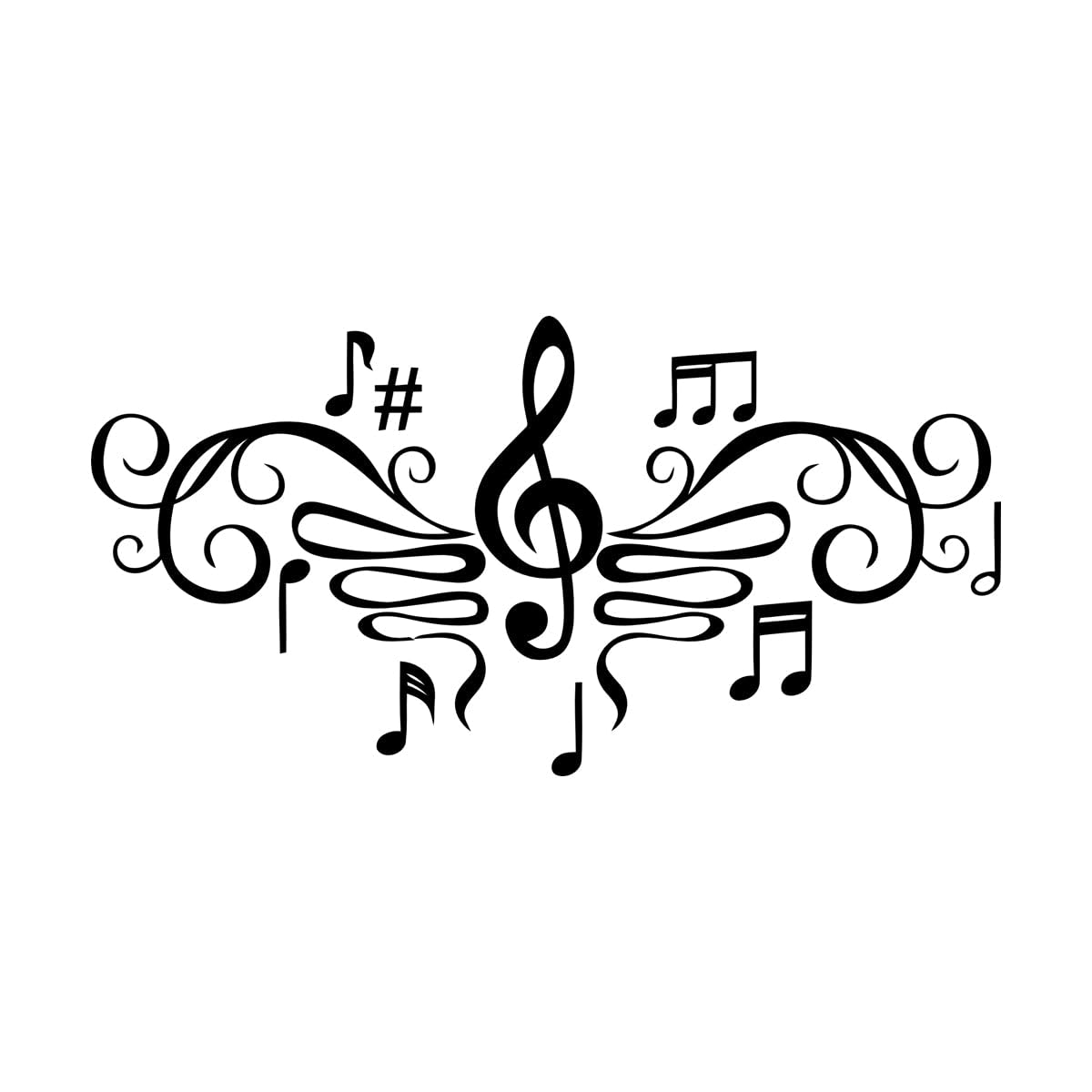 Sheet Music Wall Stickers Paster Paper 32x49.5cm Removable Without Leaving Glue Small Black