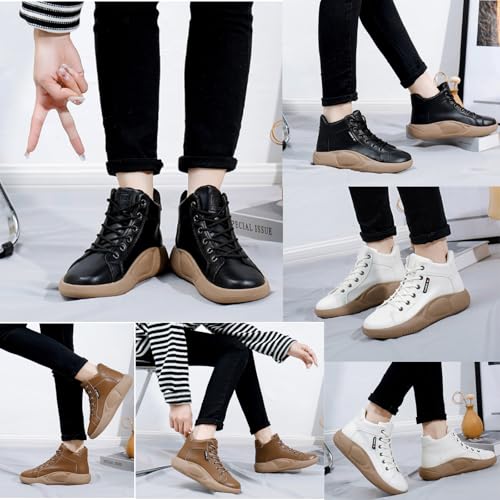 Women's High Top Thick Sole Boots,2025 NEW Cozy Thermal Fur Lining Non-Slip Fashion Boot Casual Lace Up Sneakers2