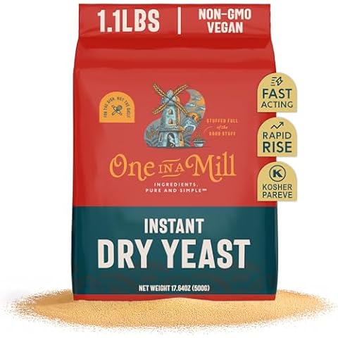 One in a Mill Instant Yeast for Baking | 1.1 LB Fast Acting Self Rising Dry Yeast | Bread Machine Yeast for Baking Bread, Cake, Pizza Dough | Quick Rapid Rise Leavening Agent for Pastries Cover
