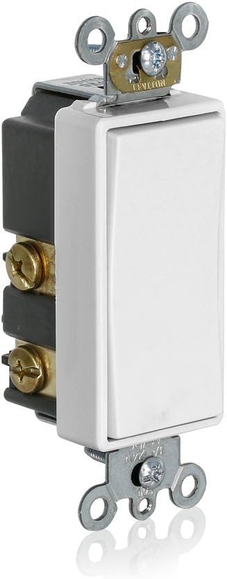 Leviton 56080-2W 3A, 24V AC/DC Low Voltage Momentary Contact Single Pole Single Throw Decora Plus Switch, Center Off, Commercial Spec Grade - WHITE