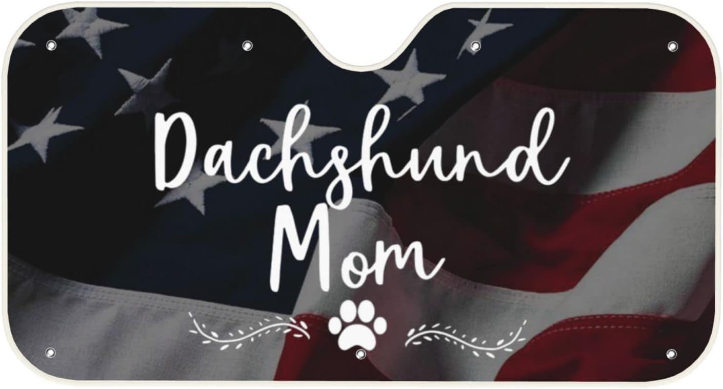 Dachshund Mom Sun Shade Car Windshield Truck SUV 51.2 X 27.5 in Uv Rays Sun Visor Protector