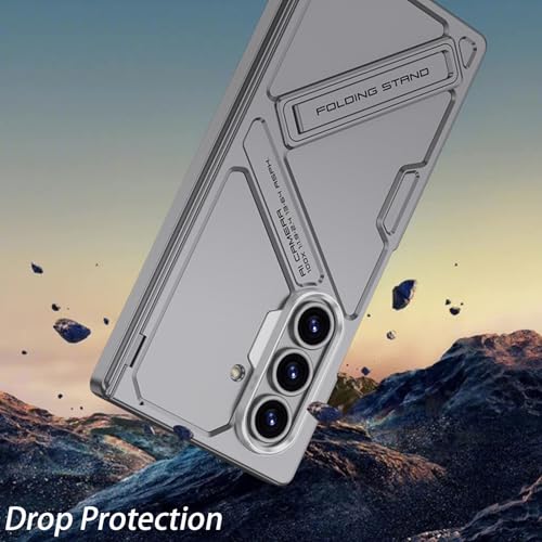Coque Samsung Galaxy Z Fold 7 grise avec protection écran et béquille réglable - 7