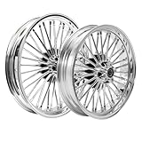 TOFR 21inch 18inch Chrome Front Rear Wheels Rims 36 Fat King Spokes Tubeless For Harley Softail FXST 2000-2010 Heritage FLST FLSTC 2000-2022 Fat Boy 2000-2017 Deluxe FLSTN 2004-2019 Springer Classic