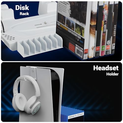 Image of ZEBRONICS PS5SC,Vertical PS5 Docking Station, 5000RPM 3 Level Fan, 2X Dual Sense 3H Rapid Charging Dock, Headset Hanger, 14x Disk Holder, RGB, Supports PS5 Standard | Slim | Pro (Disk & Digital)