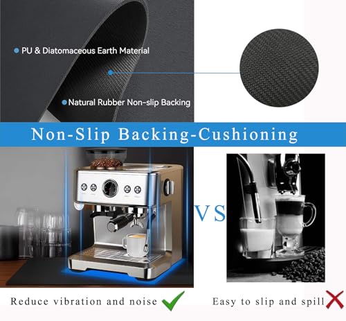 Image of Coffee Mat for Countertops,Coffee Bar Accessories Fit Under Coffee Maker Espresso Machine, Absorbent Hide Stain Rubber Mat for Countertop,Dish Drying Mat for Kitchen Counter (Black, 16 inchx24 inch)