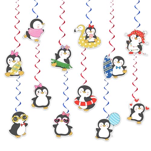 POMNUG 24 Pz Penguin Hanging Swirls Penguin Spirals Soffitto Swirls Decorazioni Penguin Hanging Decorazioni per Pinguino Compleanno Decorazioni Parti Forniture
